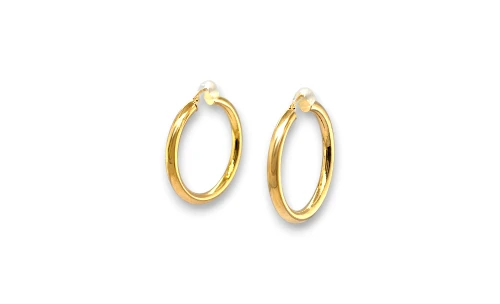 9ct Gold 38mm Round Tube Hoop Earrings 3.2g