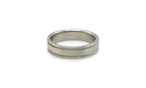 Solid Platinum 6mm Diamond Cut Flat Court Band by Tiffany & Co 15.47g