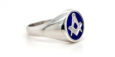 Reversible Masonic Signet Ring - Sterling Silver 7.1g