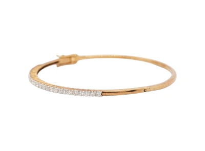 1.10ct Natural Diamond & 9ct Gold 2.3mm Bangle -7.5 Inch -7.39g