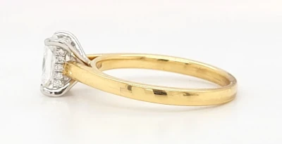 1.13ct Lab Grown Diamond & 18ct Gold Solitaire Ring ( Hidden Halo) 3.5g Size: M