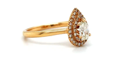 0.65ct Natural Diamond & 18ct Rose Gold Halo Solitaire Ring 3.4g