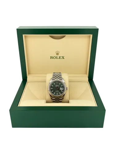 Rolex 41mm Datejust -Green Dial 18ct White Gold & Stainless Steel 2023 Box & Papers Model: 126334