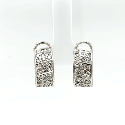 0.74ct Natural Diamond & 18ct White Gold Huggies Style Earrings (17 x 8.2mm) 13.9g