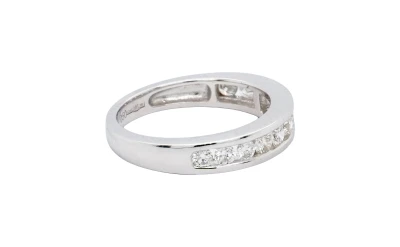 0.50ct Natural Diamond & 9ct White Gold 3.7mm Eternity/Wedding Band 2.4g