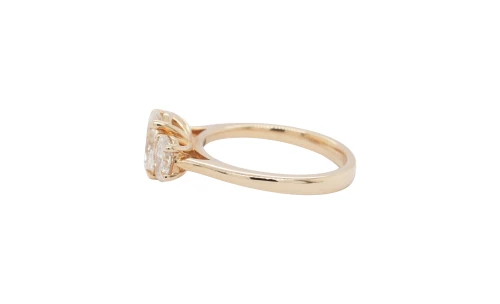 1.71ct Lab Grown Diamond & 9ct Gold Trilogy Ring (Ovals) 3.7g size M