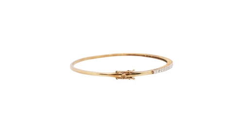 1.10ct Natural Diamond & 9ct Gold 2.3mm Bangle -7.5 Inch -7.39g