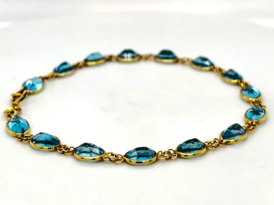 7.50ct Topaz & 18ct Gold Bracelet 4.6g 7.5inch