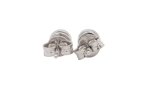 0.44ct Natural Diamond & 9ct White Gold 5.0mm Bevel Set Stud Earrings 1.12g