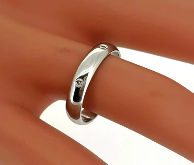 0.06ct Natural Diamond & Platinum D Shape 4mm Wedding Band 5.0g