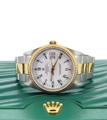 Rolex 34mm Oyster Perpetual Date- 18ct Gold & Stainless Steel 1995 Box & Papers Model: 15223