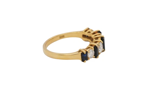 0.55ct Sapphire & 0.75ct Diamond Eternity/DressRing-18ct Gold 3.08g