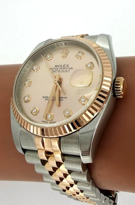 Rolex 36mm DateJust 18ct Rose Gold & Stainless Steel 2013 Box & Papers Model: 116231