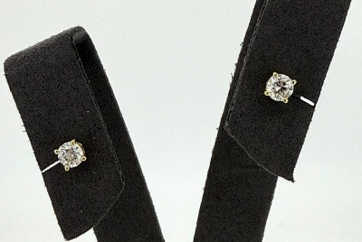 0.50ct Lab Grown Diamond & 9ct Gold Solitaire Stud Earrings 0.8g