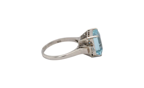 4.61ct Aquamarine & 0.16ct Diamond Platinum Dress Ring- 6.5g