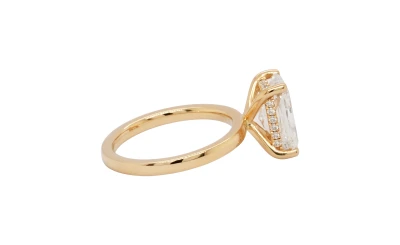 3.13ct Lab Grown Radiant Cut Diamond & 18ct Gold Solitaire Ring (Hidden Halo) 5.07g