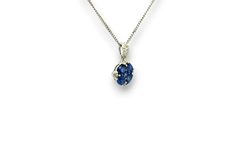 1.50ct Natural Sapphire/Diamond & 18ct White Gold Pendant 2.0g