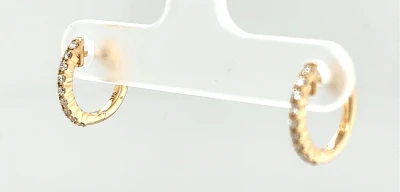 0.17ct Diamond & 9ct Gold Hinged Hoop Earrings ( 12.5mm x 1.5mm)