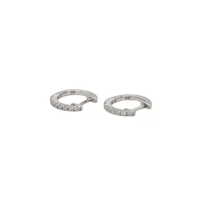 0.17ct Diamond & 9ct White Gold Small Diamond Hoop Earrings 1.3g