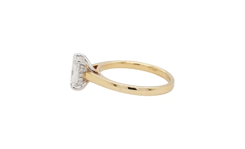 1.13ct Lab Grown Diamond & 18ct Gold Solitaire Ring ( Hidden Halo) 3.5g Size: M