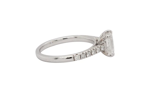 1.25ct Natural Emerald Cut Diamond & 18ct White Gold Solitaire Ring 3.1g
