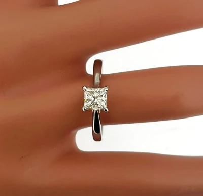 0.75ct Natural Diamond & Platinum Solitaire Ring 4.4g