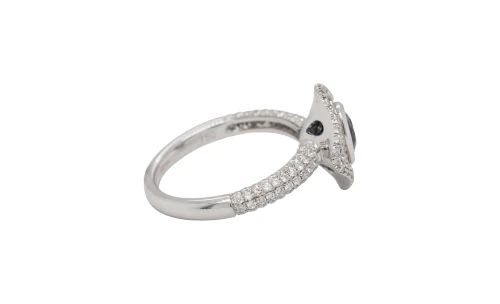 0.80ct Sapphire & 1.05ct Diamond Halo/Solitaire Ring -18ct White Gold 5.43g