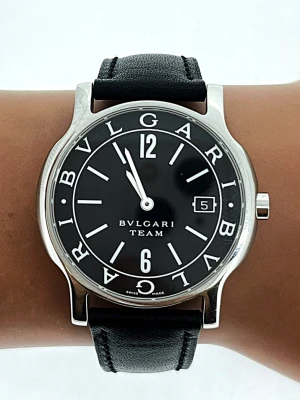 Bvlgari 35.5mm Team ( Year 2018) Stainless Steel & Leather Model: ST355 Watch