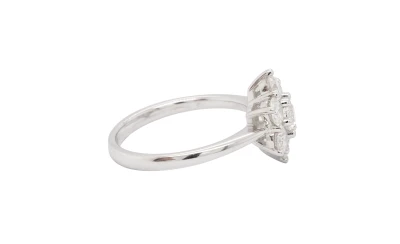 1.31ct Natural Diamond & 18ct White Gold Cluster Ring 3.8g