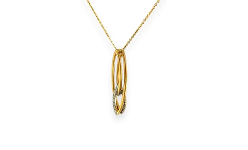0.06ct Natural Diamond & 9ct Pendant & Chain (25.0 x 7.0 x 3.5mm)  16/18Inch 2.2g