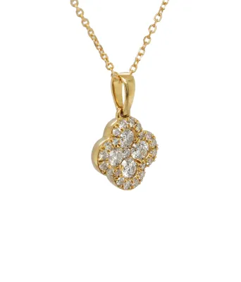 0.50ct Natural Diamond & 18ct Gold Clover Pendant ( 15.5 x 10.0mm) 16/18 Inch 2.5g