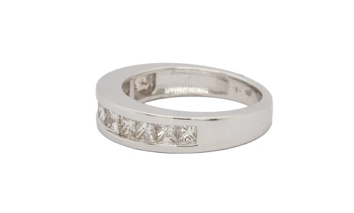 1.50ct Natural Princess Cut Diamond & 9ct White Gold 5.3mm Eternity/Wedding Band 4.93g