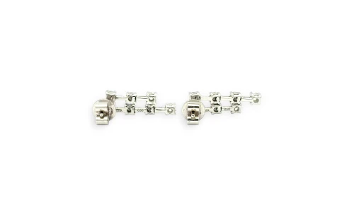 0.50ct Natural Diamond & 18ct White Gold (16.0 x 5,3mm) 2 Row Drop/Stud Earrings 2.7g