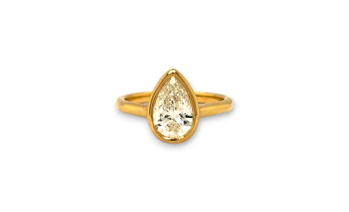 1.52ct Lab Grown Pear Shape Diamond & 18ct Gold Solitaire Ring 3.71g