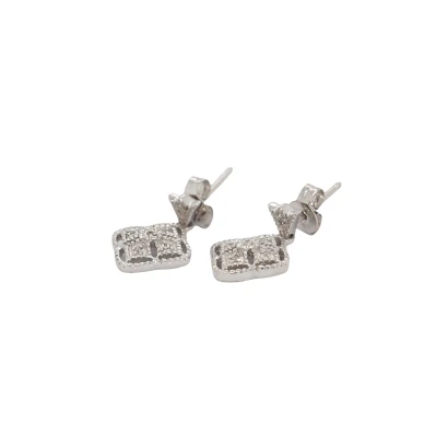 0.10ct Diamond & 9ct White Gold Drop Stud Earrings 2.4g