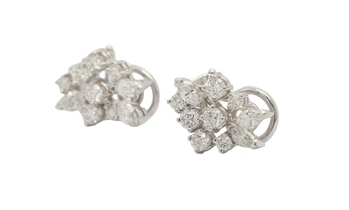2.90ct Natural Diamond & 9ct White Gold 11.0mm Halo/Stud Earrings 3.37g