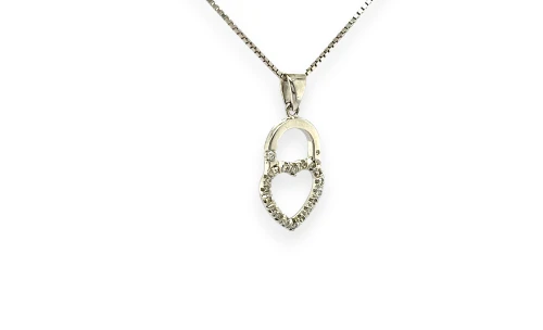 0.20ct Natural Diamond & 9ct White Gold Heart Pendant/Chain (24.0 x 11.5 x 1.5mm) 18Inch 3.37g
