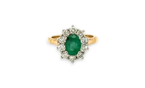 2.80ct Natural Emerald/Diamond Halo Ring -18ct Gold 5.99g