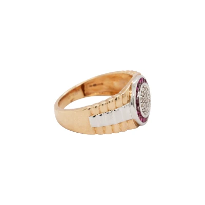 0.15ct Ruby & 0.10ct Diamond Signet Ring - 9ct Gold 5.8g