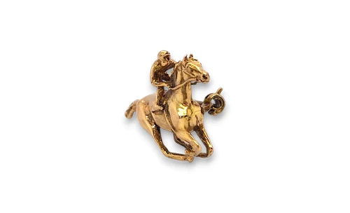 9ct Gold Race Horse/Jockey Brooch ( 21.4 x 36.5mm) 9.68g
