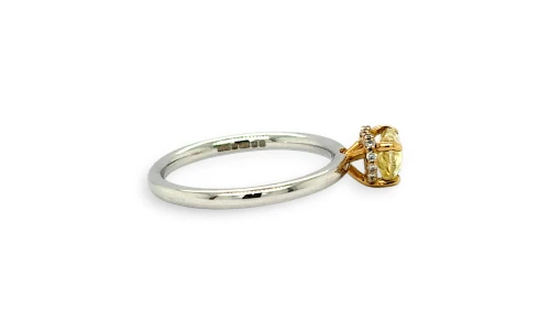 0.75ct Natural Yellow/White Diamond Solitaire Ring (Hidden Halo) 3.1g