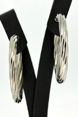Sterling Silver Large Twisted Hoop Earrings 10.8g ( 50 x 50 x 5.0mm)