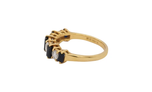 0.55ct Sapphire & 0.75ct Diamond Eternity/DressRing-18ct Gold 3.08g