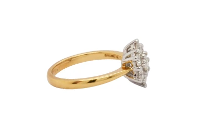 1.00ct Natural Diamond & 18ct Gold Cluster Ring 4.4g