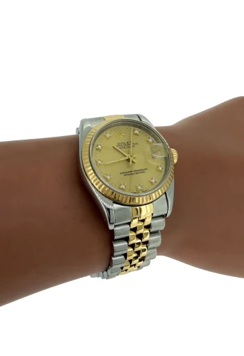 Rolex 31mm Datejust Diamond Dial - 18ct Gold & Stainless Steel Year 1990 Model: 68273
