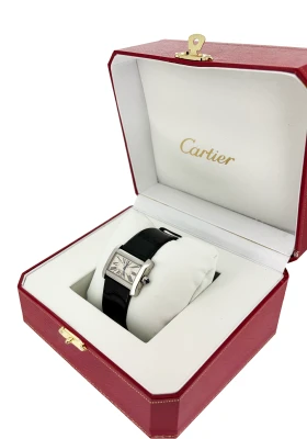 Cartier Tank Divan Stainless Steel/Leather Circa 2008