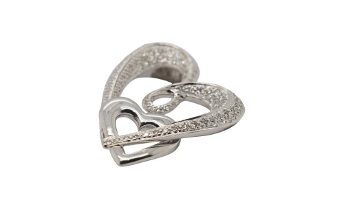 0.68ct Diamond & 18ct White Gold Fancy Heart Pendant 7.2g