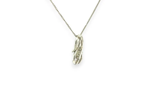 0.06ct Natural Diamond & 18ct White Gold Infinity Pendant (16.0 x 7.3mm) 1.37g