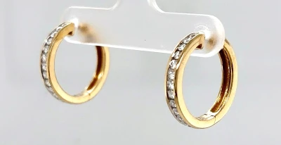 0.50ct Natural Diamond & 9ct Gold Hoop Earrings (19.00mm x 3.00mm) 4.0g