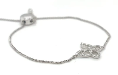 0.30ct Diamond Butterfly Adjustable Bracelet 3.8g 7.5inch
